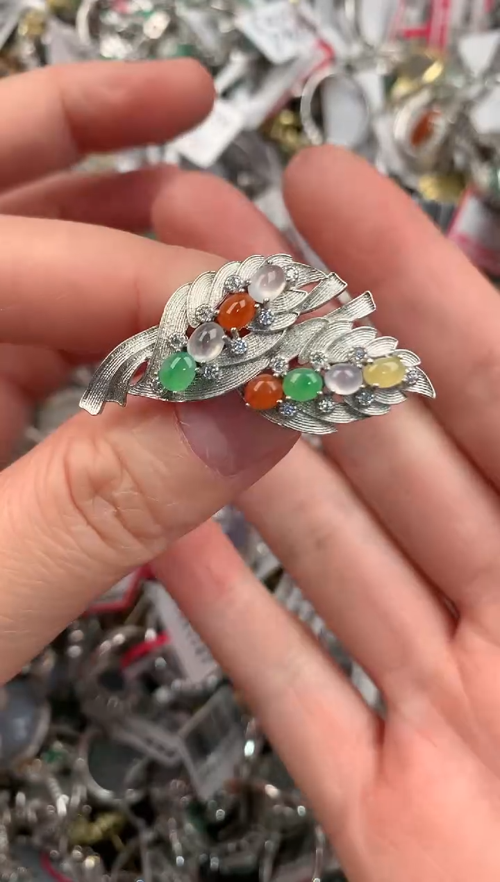 银S925镶嵌戒指翡翠222          7