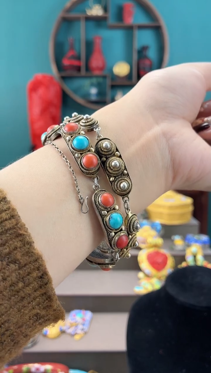 用****0非遗手工花丝镶嵌镯子