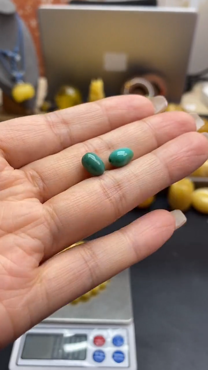 未镶嵌绿松石珠宝奇石865一对