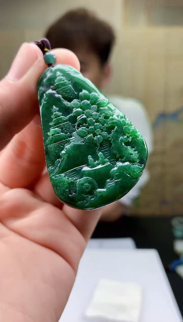 【闪购商品】定制翡翠未镶嵌4868bb-毛货挂件54