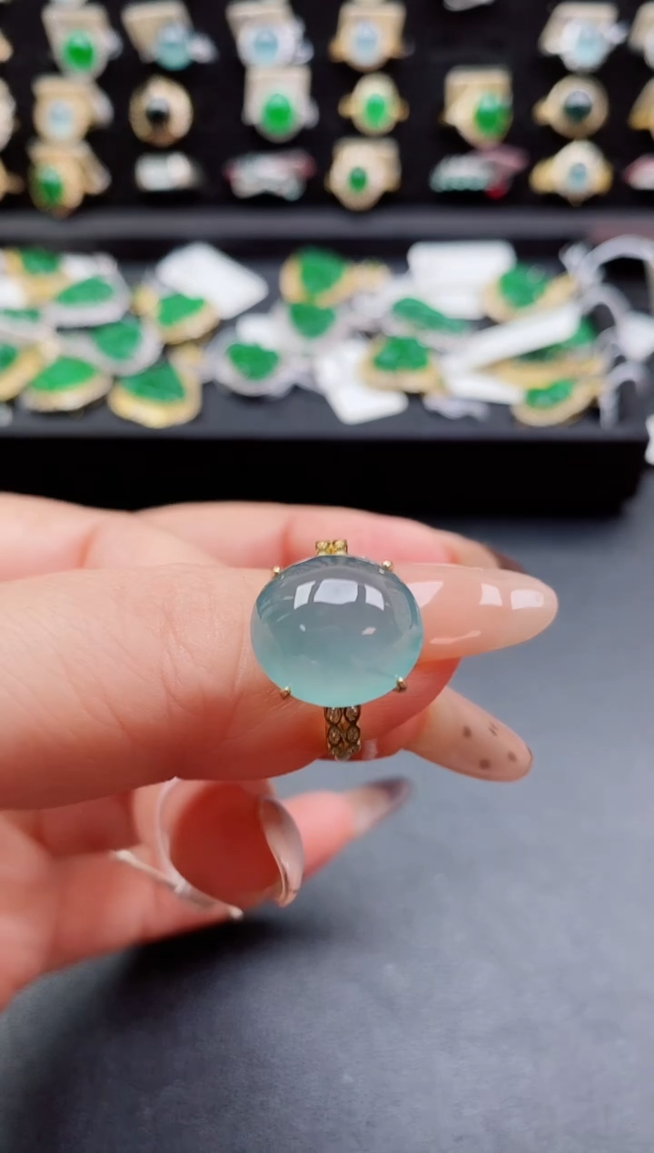 银S925镶嵌戒指翡翠1