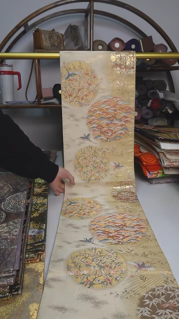 【闪购商品】织绣110西阵织六通花鸟