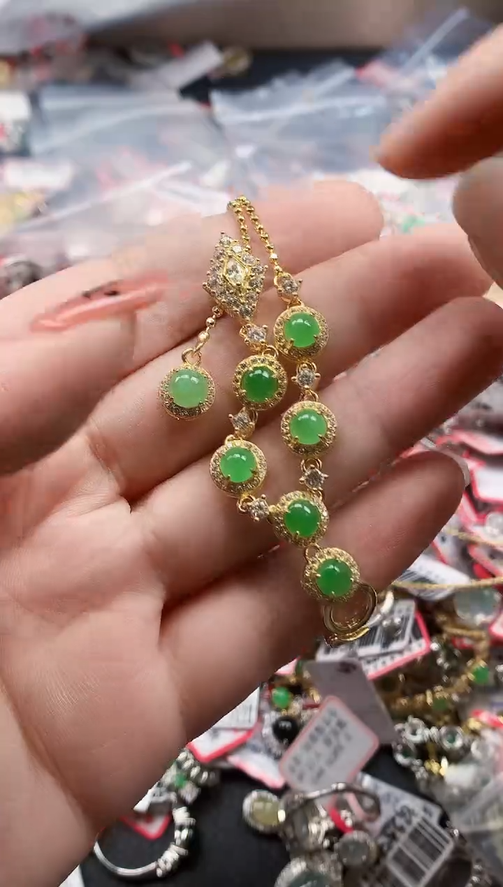 银S925镶嵌戒指翡翠天然A货缅甸翡翠