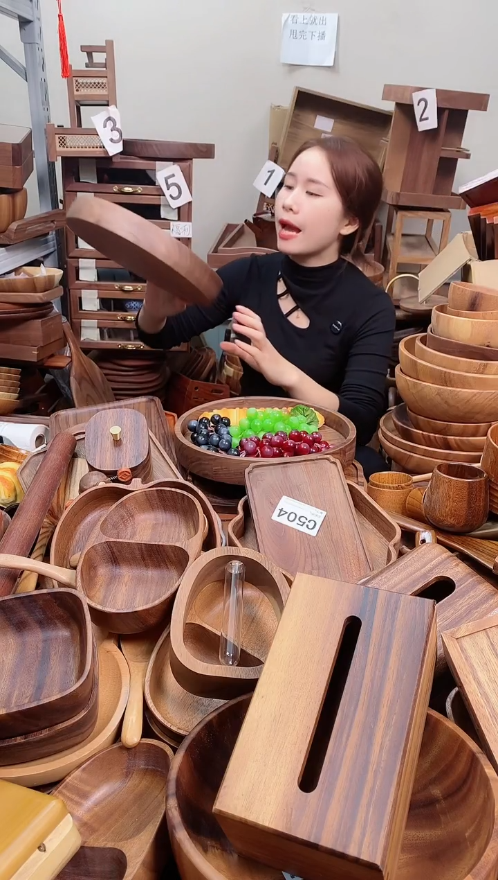 木 北美黑胡桃木圆砵28*4cm  A