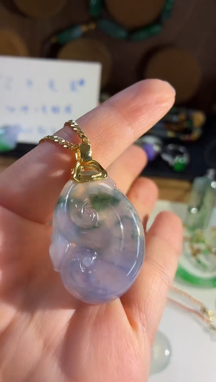 吊坠(不含链)18K金镶嵌翡翠吊坠