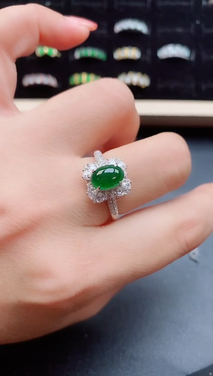 【闪购商品】翡翠戒指银S925镶嵌1211