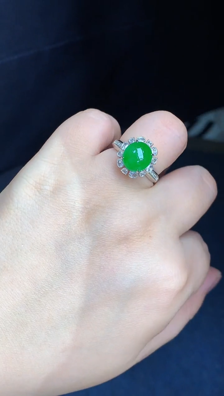 18K金镶嵌戒指翡翠608-中国好珍宝