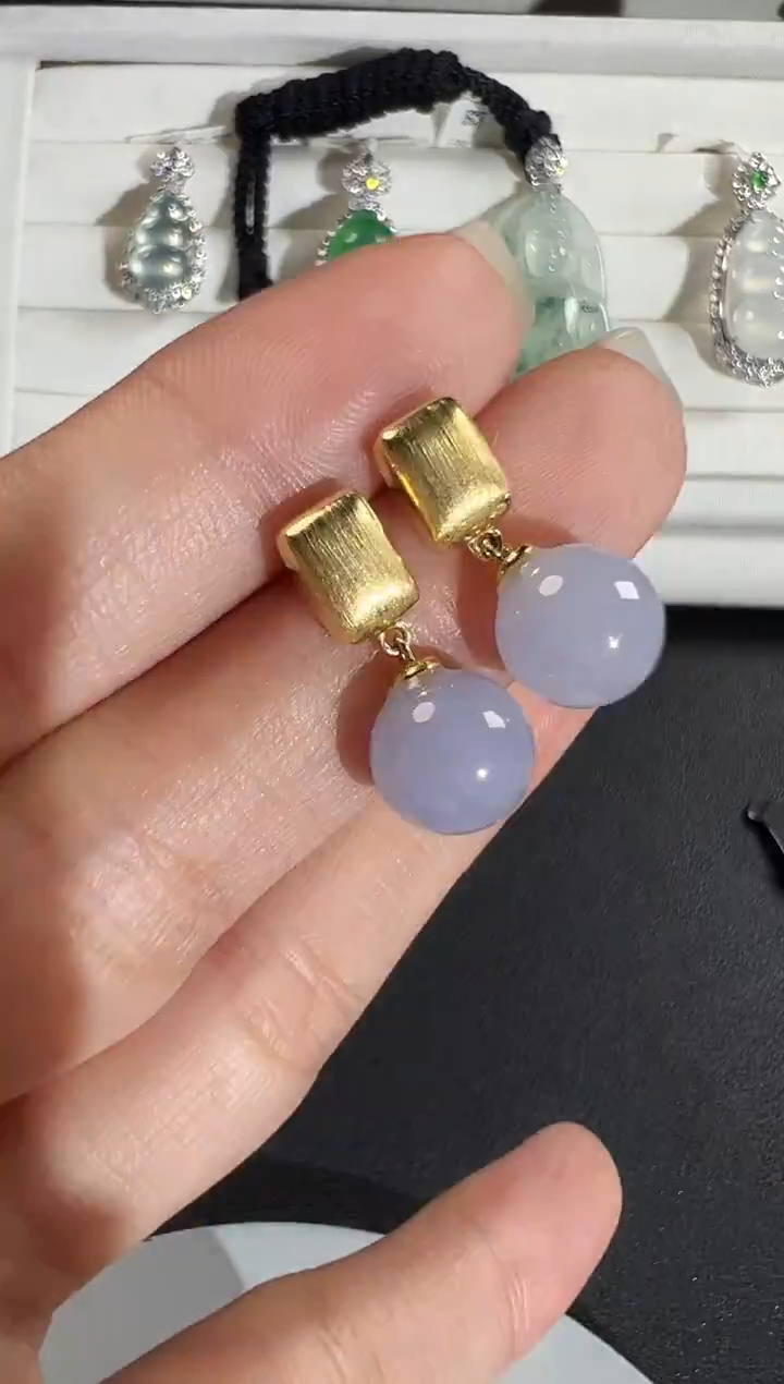 18K金镶嵌翡翠耳饰KCY1222-008