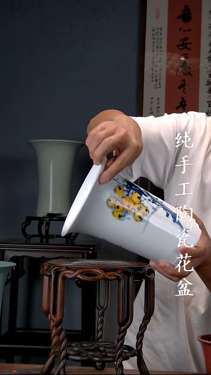 景德镇手工陶瓷花盆-微瑕