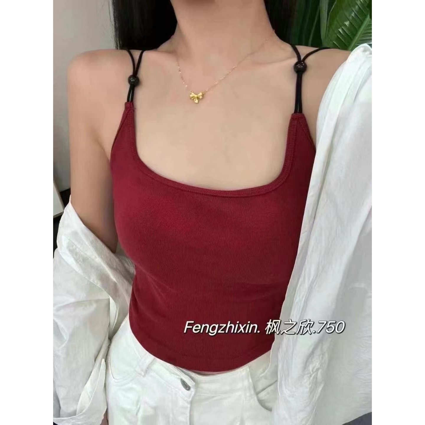 辣妹交叉肩带吊带背心女自带胸垫内搭外穿性感美背上衣