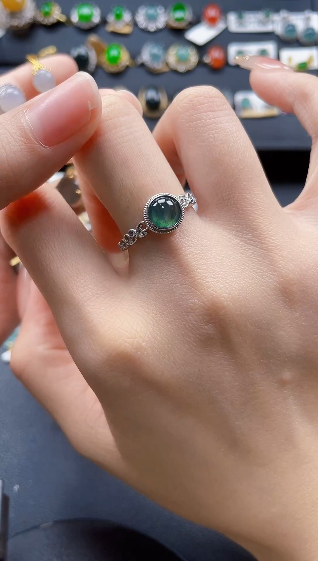 【闪购商品】翡翠戒指银S925镶嵌6547547654