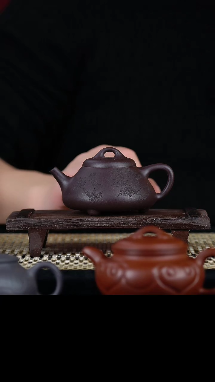 【闪购商品】手工原矿紫茄泥松韵石瓢  120cc