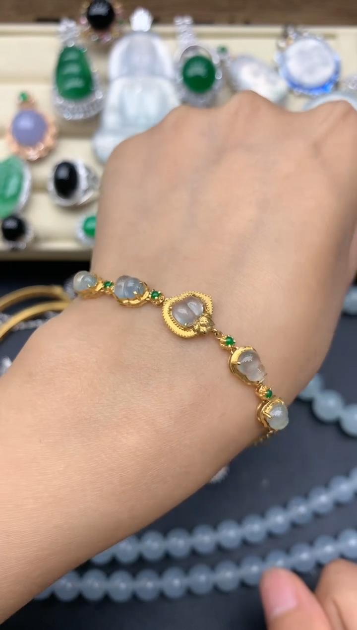 【闪购商品】翡翠手串18K金镶嵌238-中国好珍宝