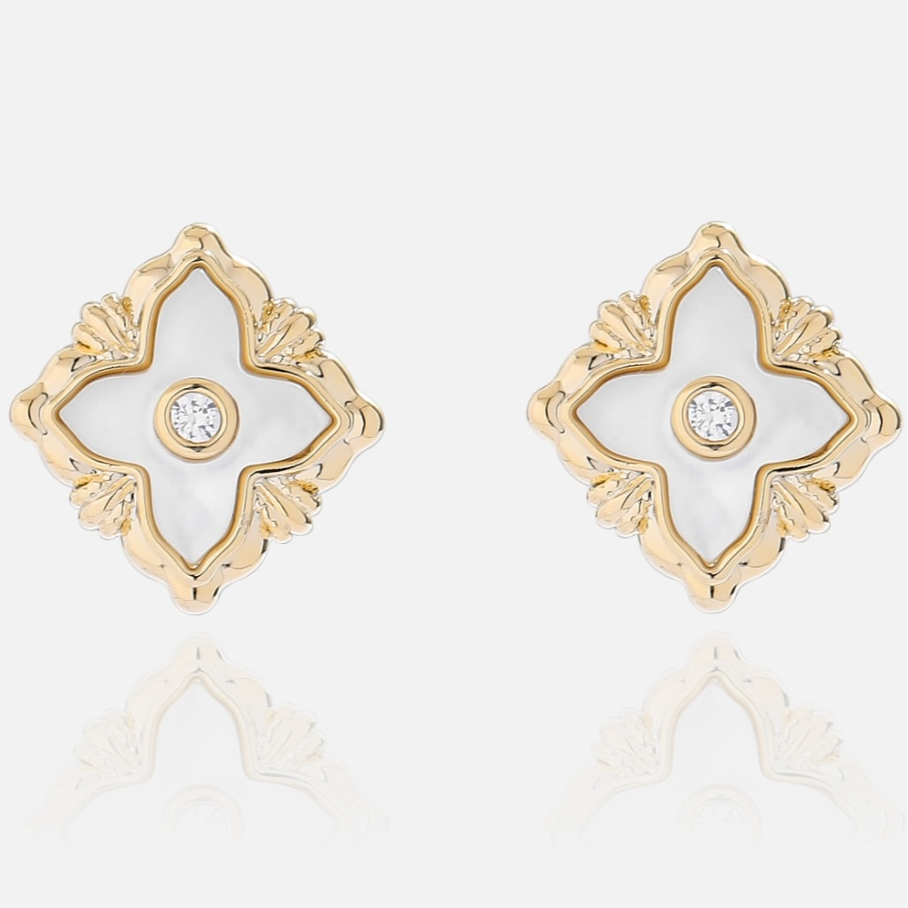 黄铜贝壳耳饰 轻奢风耳钉白弧形贝壳耳环银针高级感耳饰