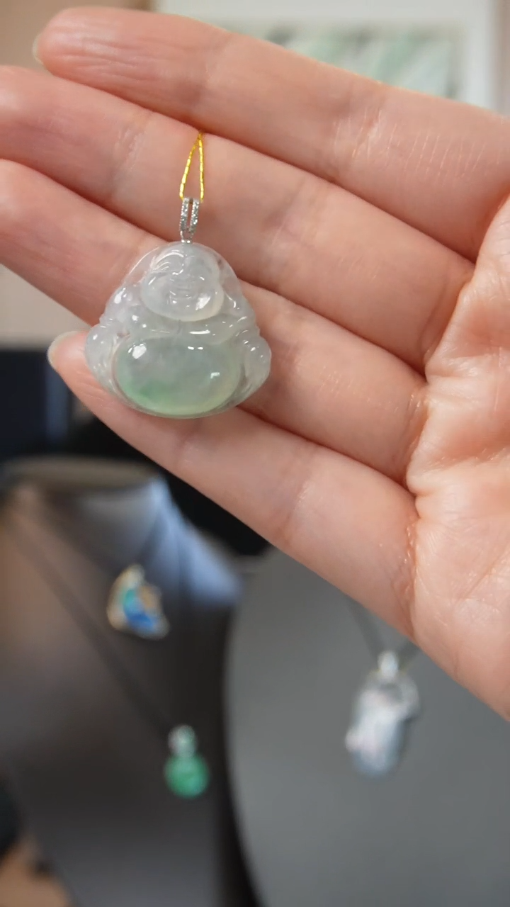 【闪购商品】翡翠颈饰18K金镶嵌天然缅甸翡翠吊坠