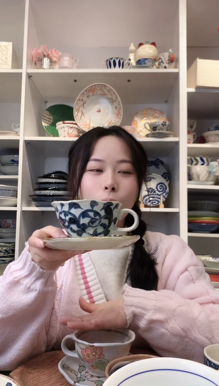 陶瓷粗陶章鱼唐草咖啡杯碟