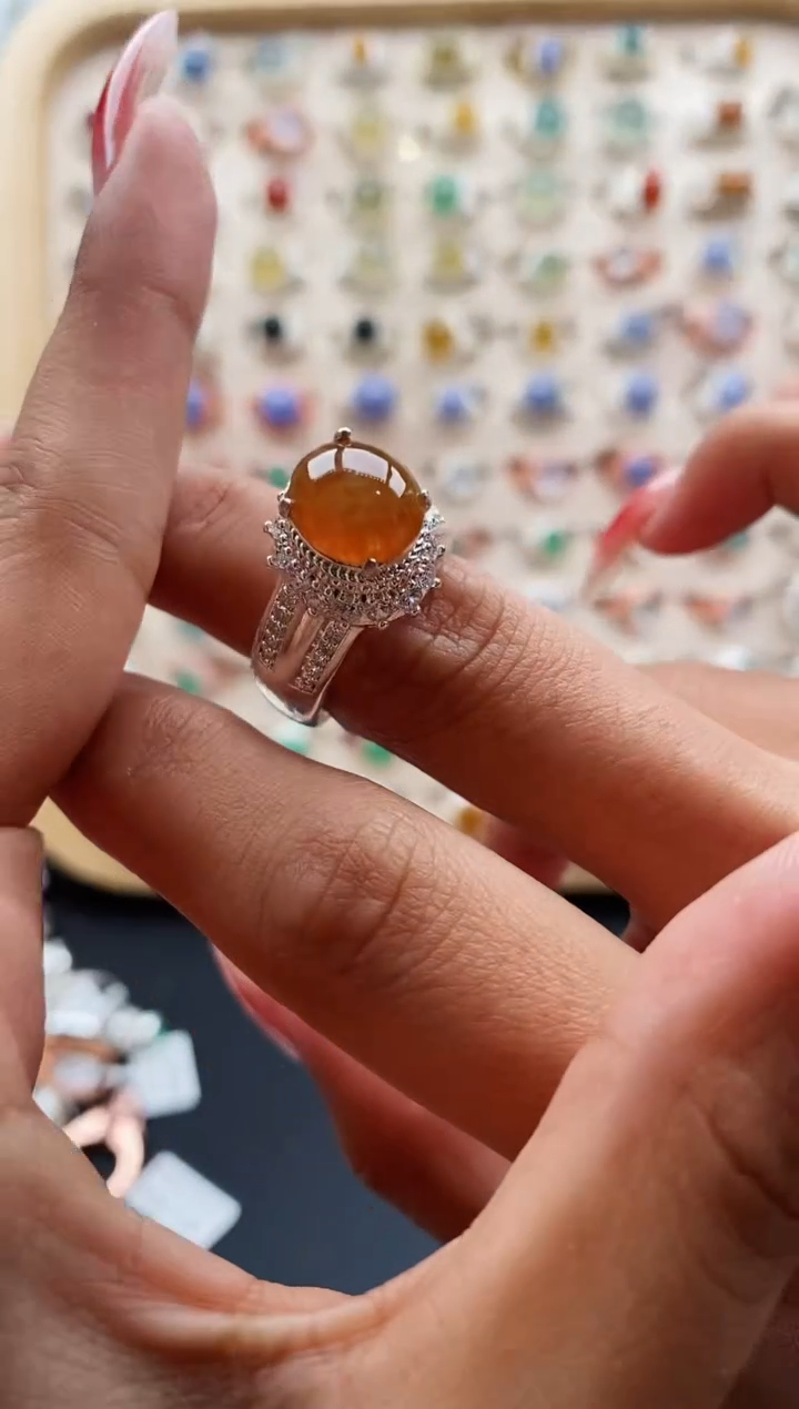 【闪购商品】翡翠戒指未镶嵌缅甸天然A货翡翠222 9+4