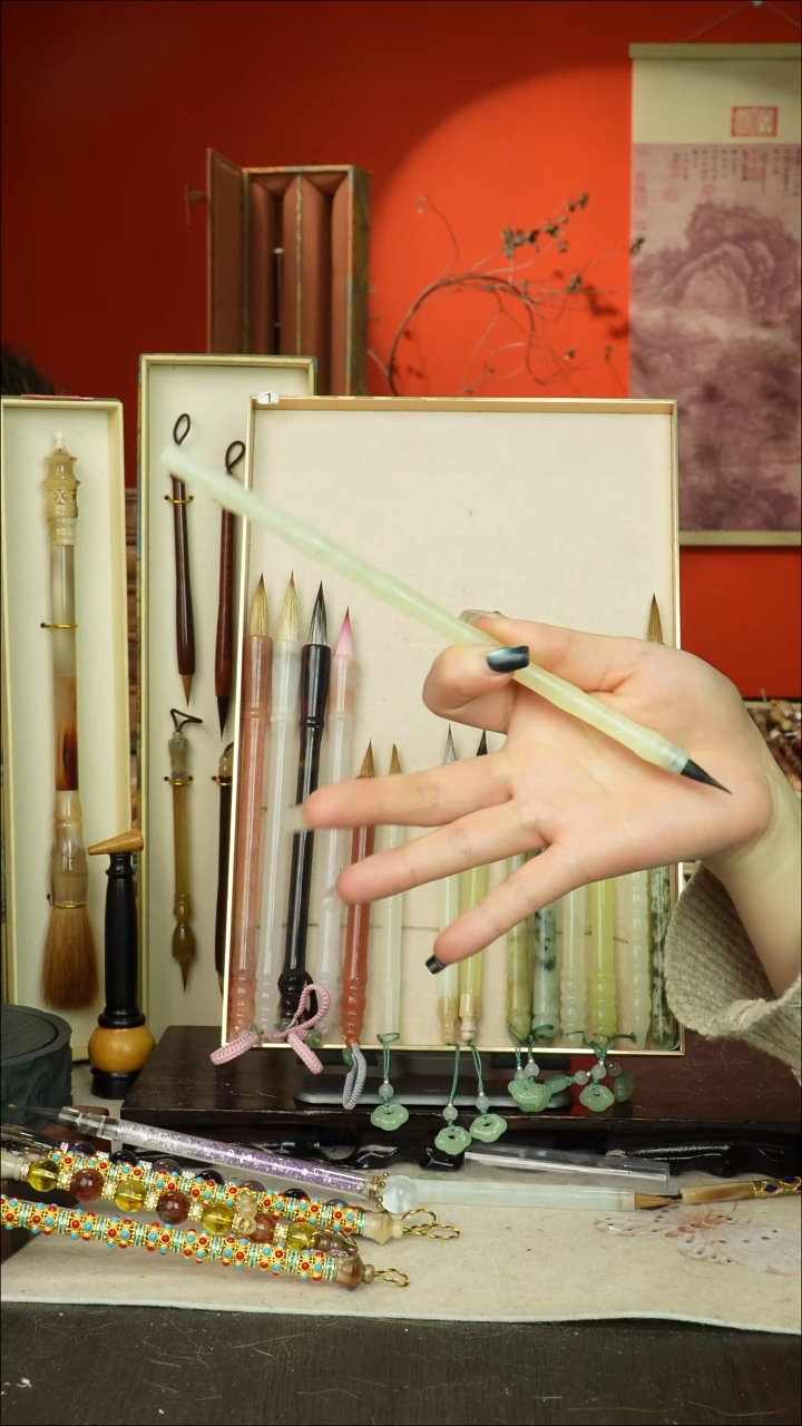 495号闪孤品高货毛笔链接 清水试笔 蘸墨不退