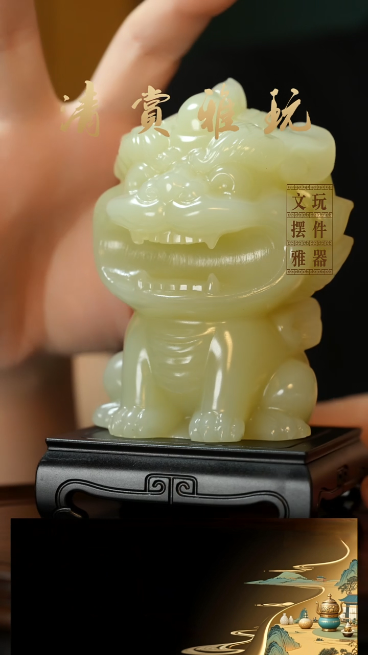 玉《大嘴貔貅》手把件摆件