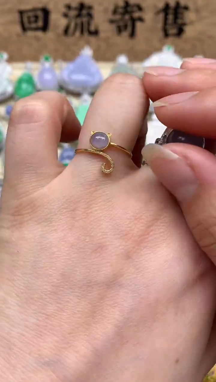 【闪购商品】翡翠戒指18K金镶嵌100-中国好珍宝