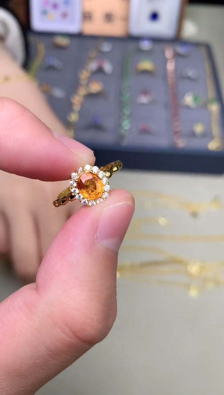 【闪购商品】石榴石戒指银S925镶嵌戒指