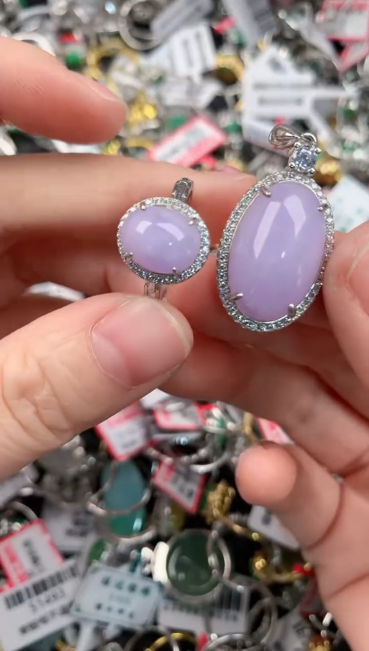 银S925镶嵌戒指翡翠555---2