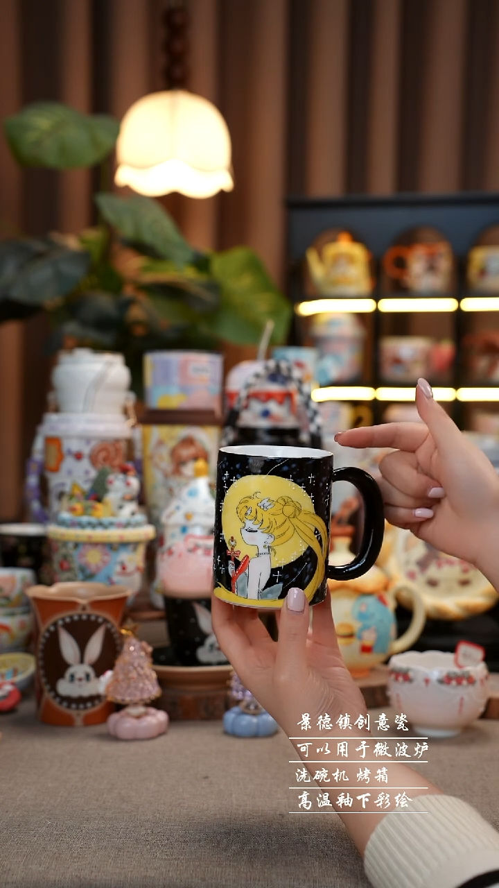 美少女杯子景德镇手工手绘陶瓷-301