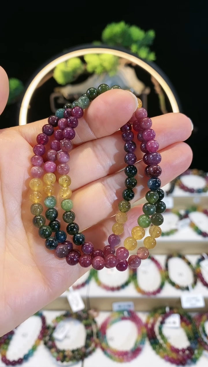 【闪购商品】碧玺手链未镶嵌G2622三圈颜色微差