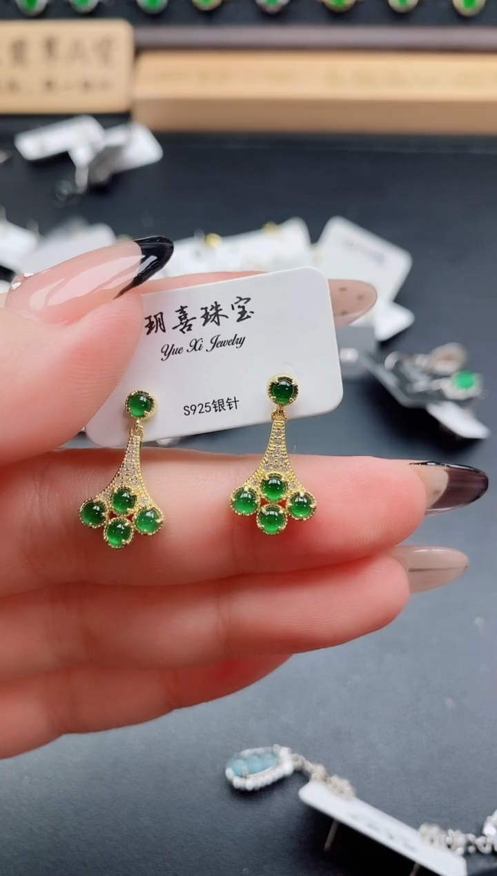 银S925镶嵌戒指翡翠1