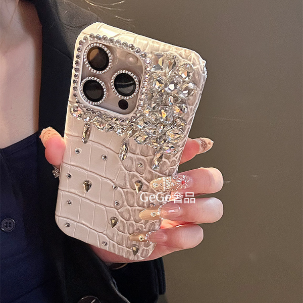 闪钻鳄鱼纹皮质适用苹果17promax手机壳iphone16/15/14/13/12女款