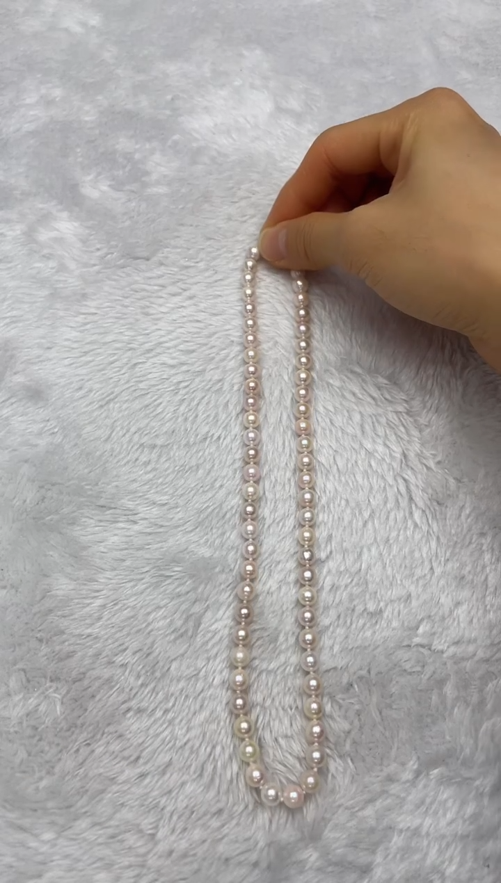 项链银S925镶嵌海水珍珠AK糖果6.5-7mm