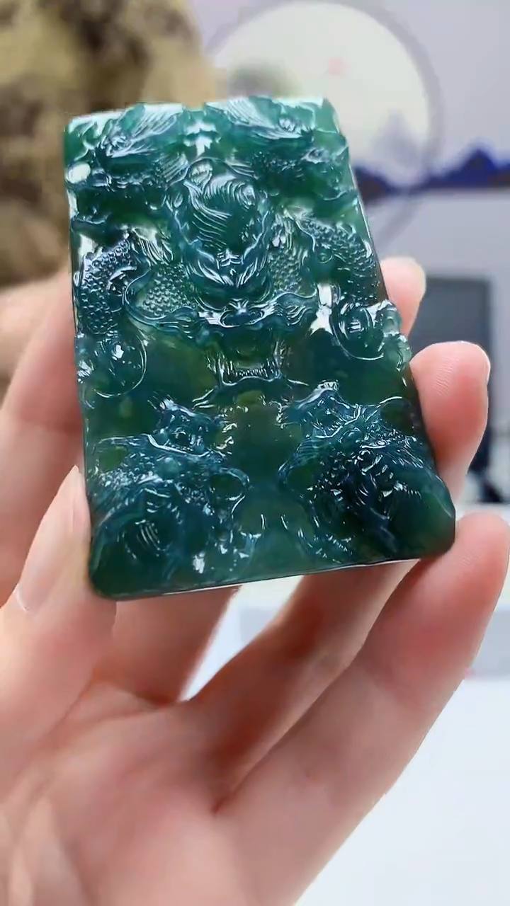 【闪购商品】定制翡翠未镶嵌4688zm-毛货挂件386龙牌