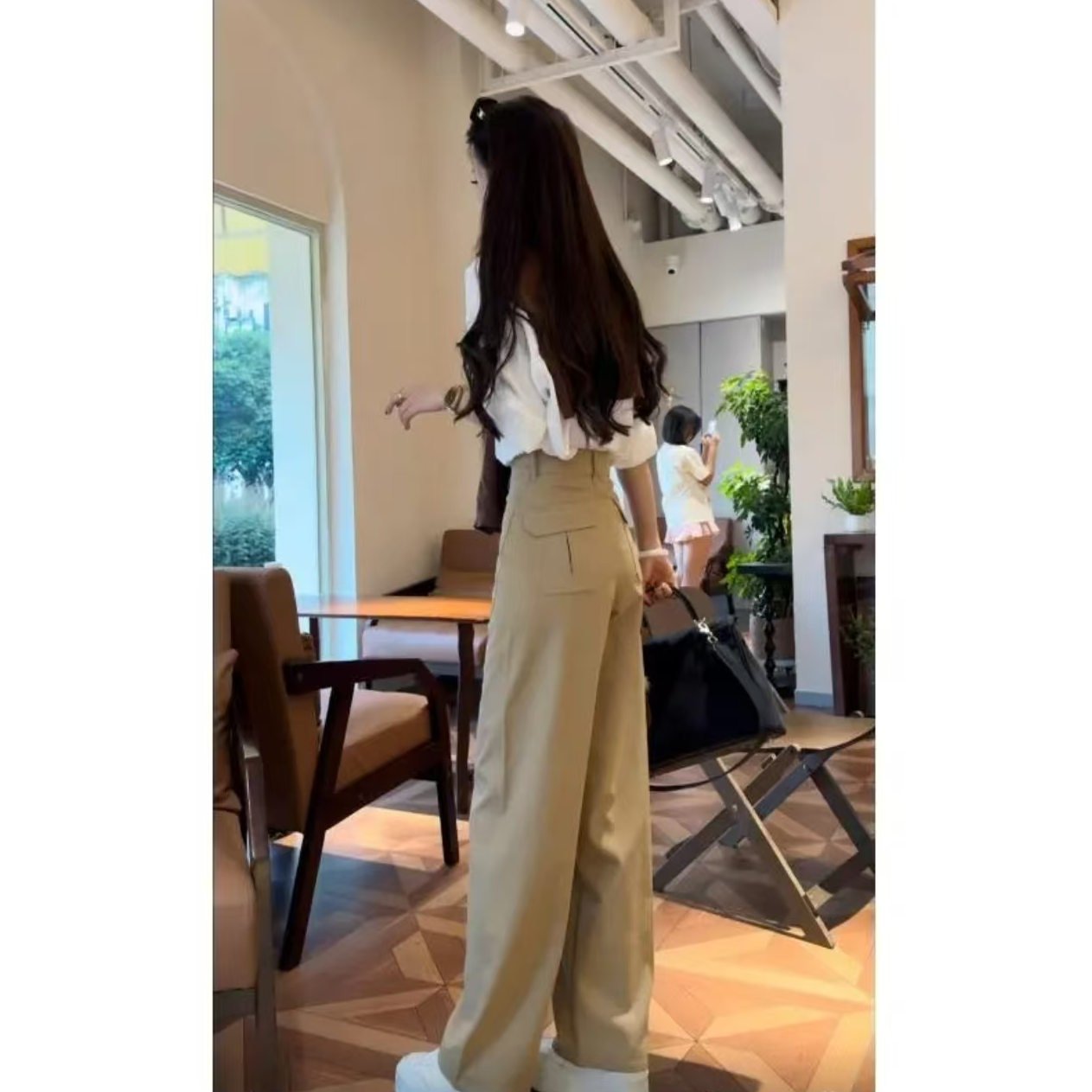 【新款秋冬加绒加厚】复古弯刀休闲裤女秋季高腰显瘦百搭直筒裤