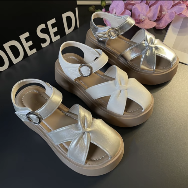 【运费险+牛皮版】厚底包头时尚外穿2025夏季新款透气百搭凉鞋女