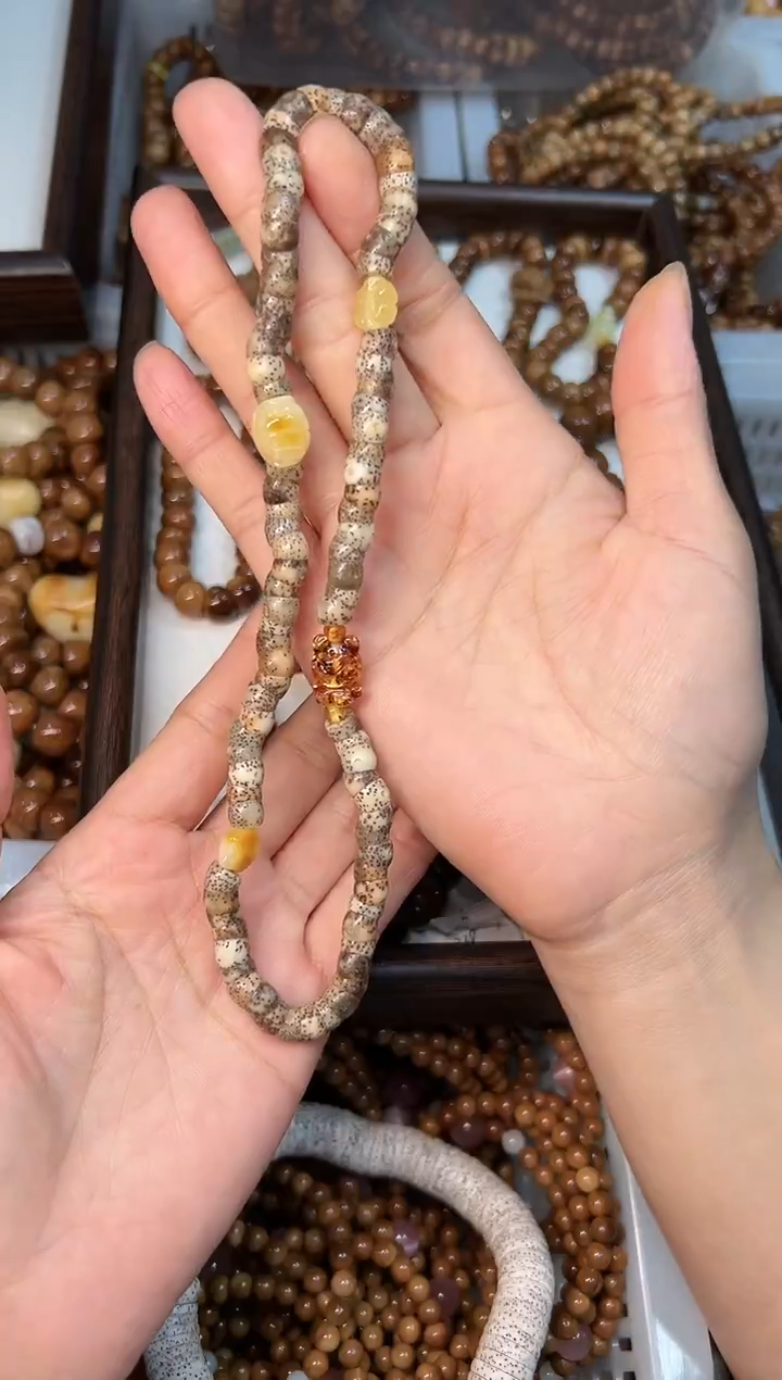 手串星月菩提卡7mm玉化 火烧云【高配】双圈叠戴【孤品】