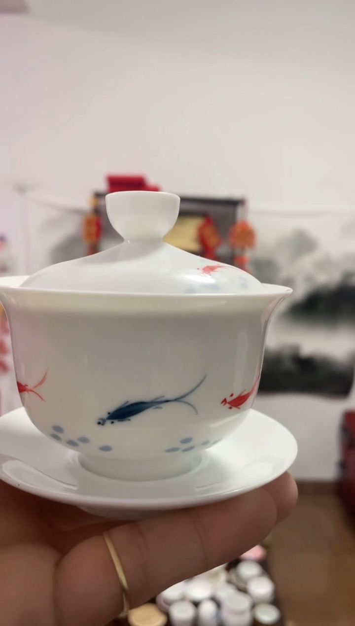 【闪购商品】【瓷心匠物】直播间福利专款鱼元宝盖碗