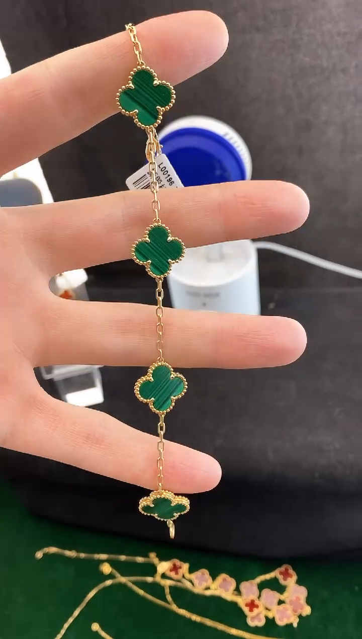 【闪购商品】孔雀石手链18K金镶嵌.