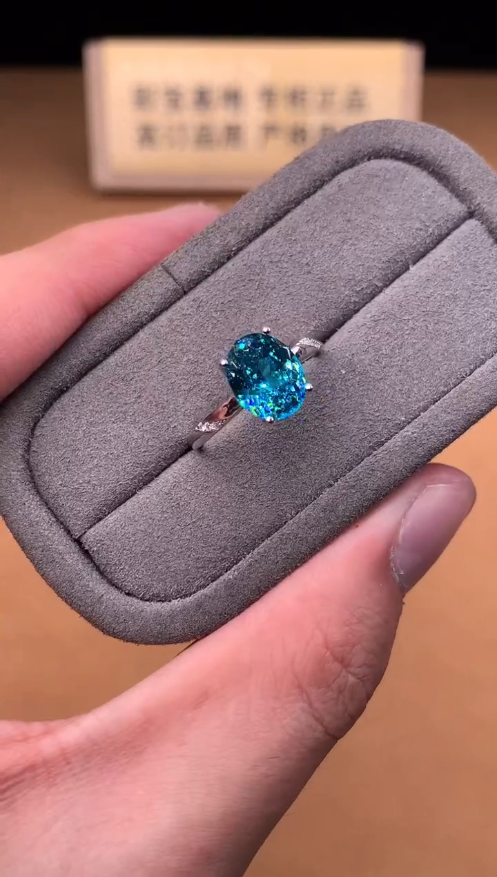 银S925镶嵌戒指帕拉依巴碧玺2222