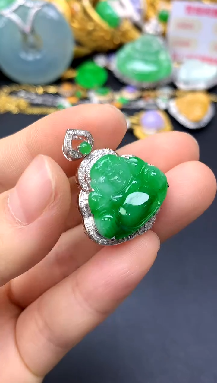 颈饰18K金镶嵌翡翠244-中国好珍宝