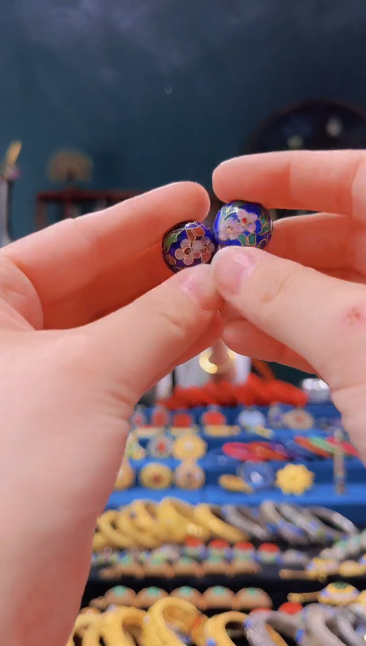 【闪购商品】非遗技艺景泰蓝扁珠做耳环