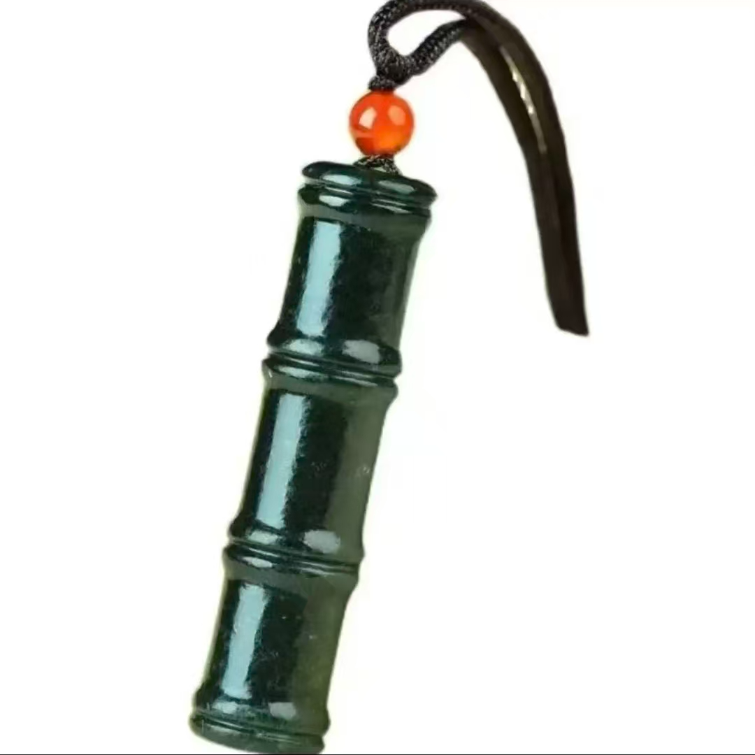 新疆和田玉青玉竹节挂件