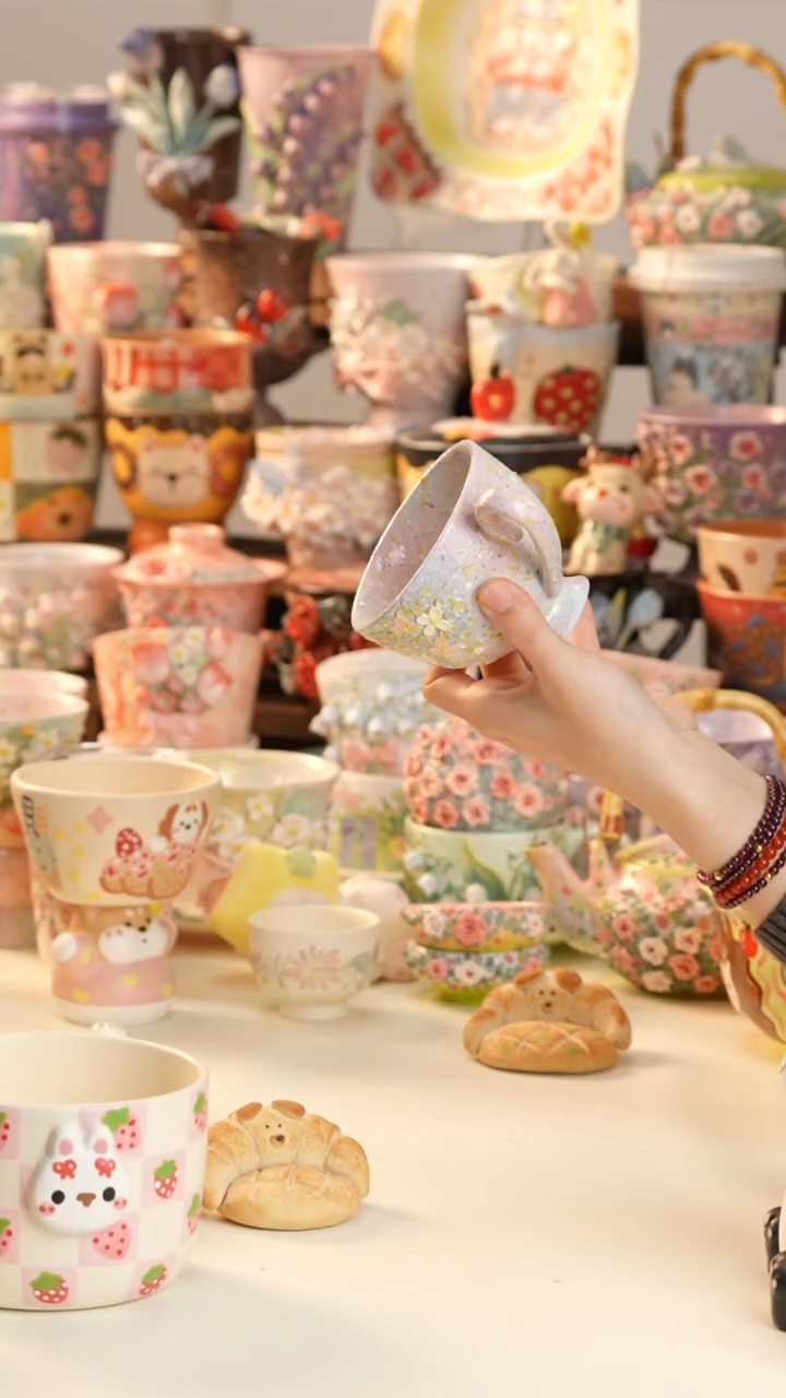 摆件陶景德镇釉下彩手绘设计师款陶瓷