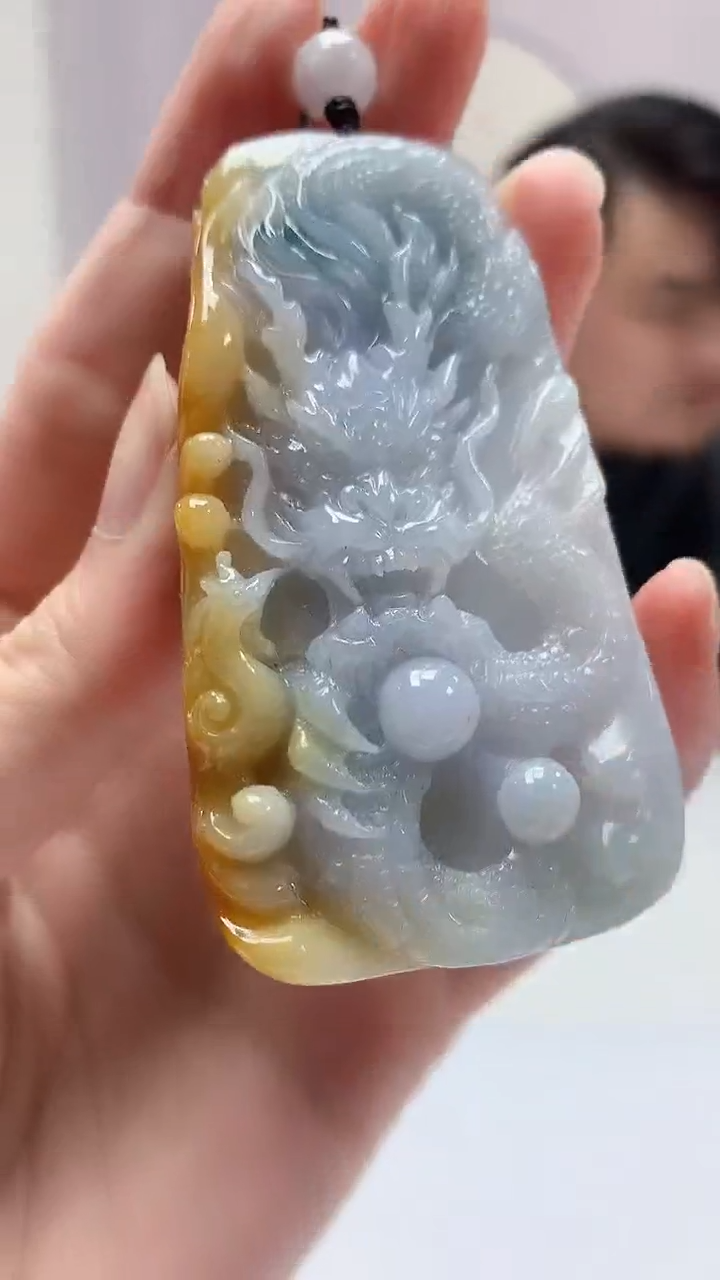 【闪购商品】定制翡翠未镶嵌5060zm-毛货挂件龙牌26