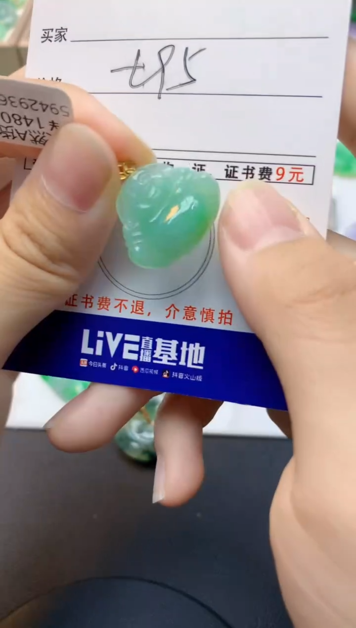 颈饰18K金镶嵌翡翠天然缅甸A货翡翠百元以上9元证书费自理