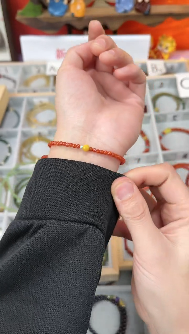 【闪购商品】南红玛瑙手串未镶嵌0.3南红单圈蜜蜡QF-A207