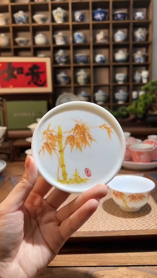 【闪购商品】手绘金竹盖置             