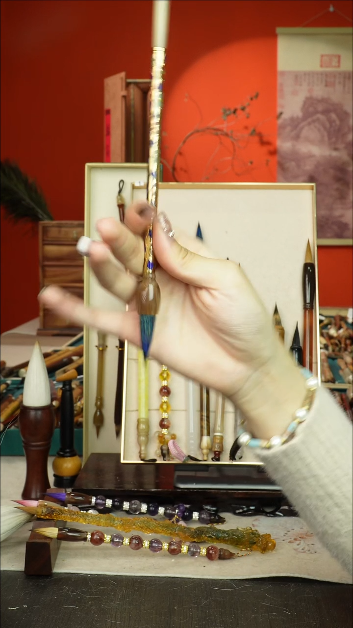 170号闪孤品高货毛笔链接 清水试笔 蘸墨不退