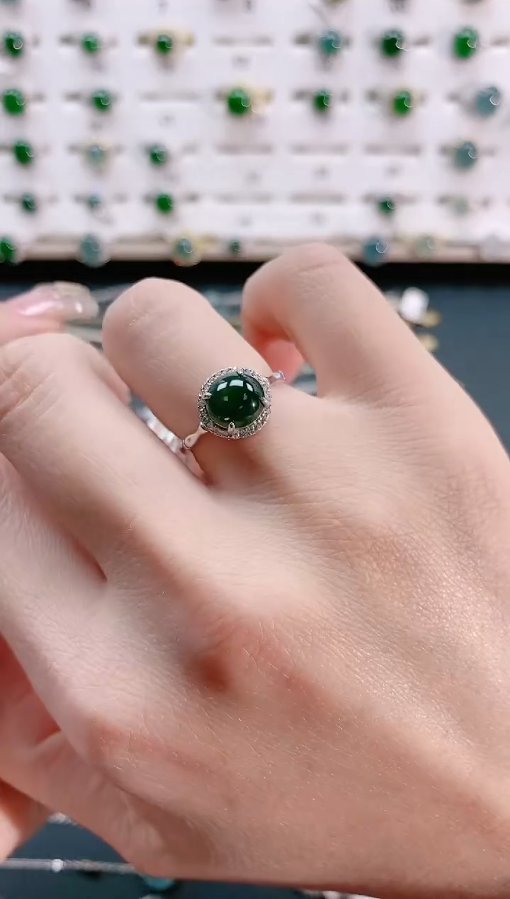 【闪购商品】翡翠戒指银S925镶嵌天然翡翠