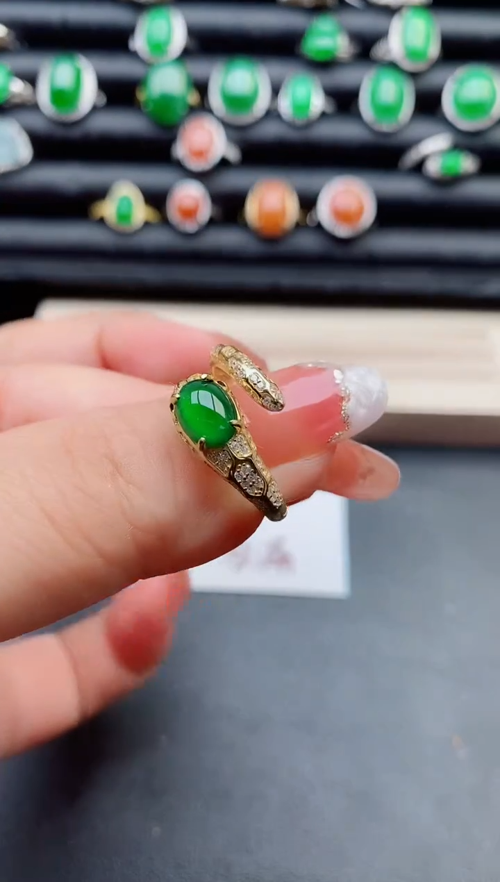 【闪购商品】翡翠戒指银S925镶嵌508080