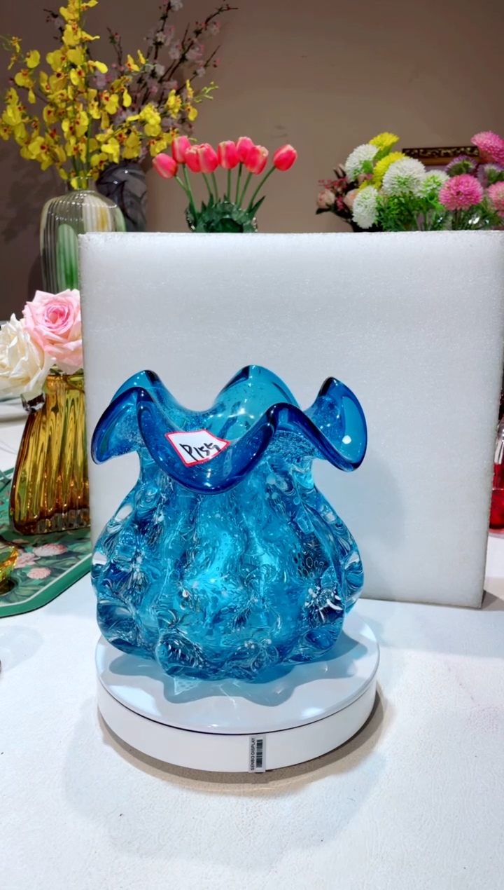 【闪购商品】琉璃手工艺品  P155深蓝色 大号琉璃钱袋子花瓶